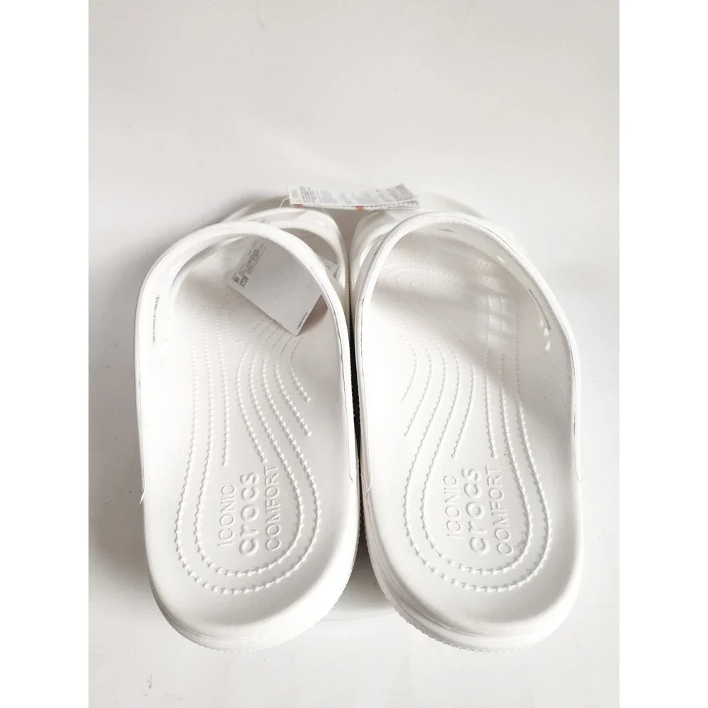 New Crocs Baya Sandals Slides M 12 W14 White Double Strap Lightweight Comfort